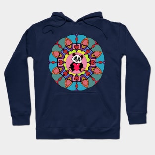 Cute panda with heart in colorful mandala Hoodie